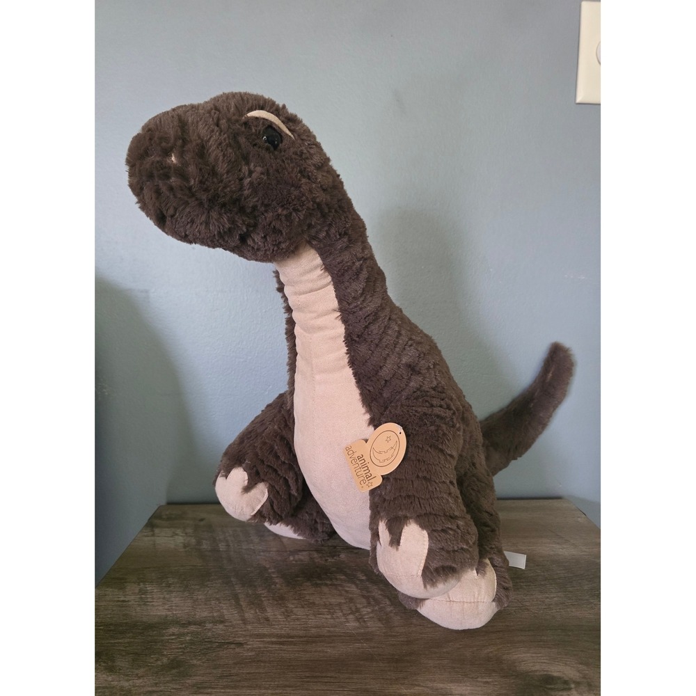 Animal Adventure Brontosaurus Dinosaur Plush Brown Tan Long Neck Stuffed Animal